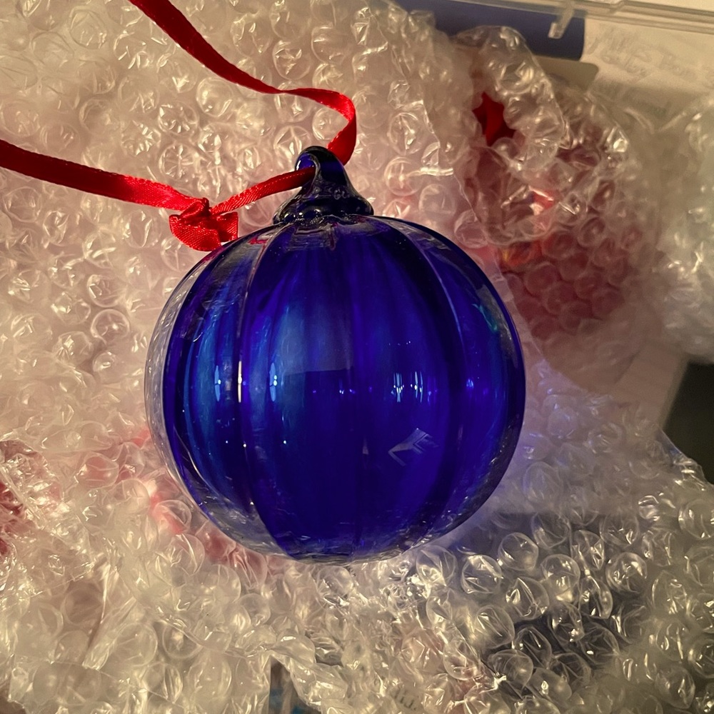 Tiffany & Co blue vintage lead crystal ball ornament